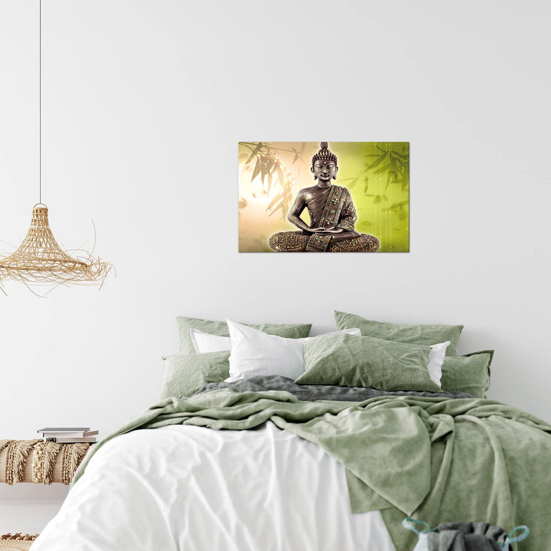 Runa Art Bild Buddha Modern Wandbilder Wohnzimmer Schlafzimmer 1 Teilig - Made In Germany - Feng Shui Beige Flur 500315c