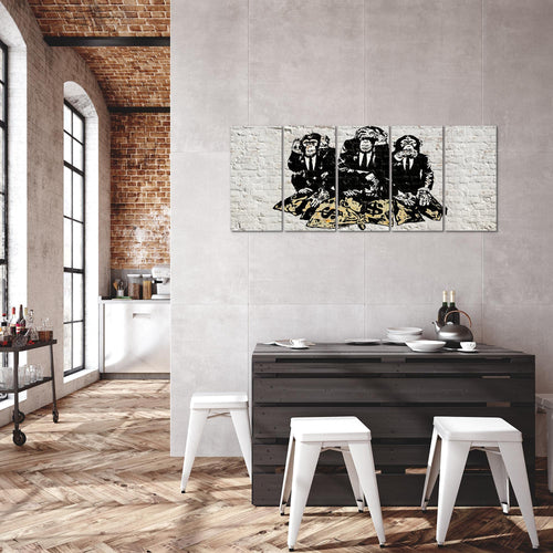 Runa Art Bild Street Art Affen Wandbilder auf Vlies Leinwand 5 Teilig Wanddekoration Loft Wohnzimmer 303456a