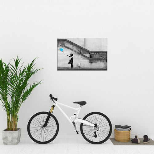 Runa Art Bild Banksy Ballon Girl Modern Wandbilder Loft Wohnzimmer 1 Teilig - Made in Germany - Street Art Red Flur 301614a
