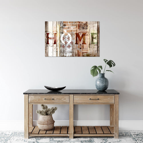 Runa Art Bild Home Modern Wandbilder Schlafzimmer Wohnzimmer 1 Teilig - Made In Germany - Holzoptik Beige Braun Flur 502815b