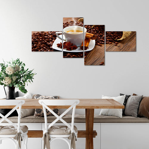 Runa Art Wandbilder Set XXL Küche KaffeeEsszimmer Küchenbilder Braun 4 Teilig - Made in Germany - 501845c