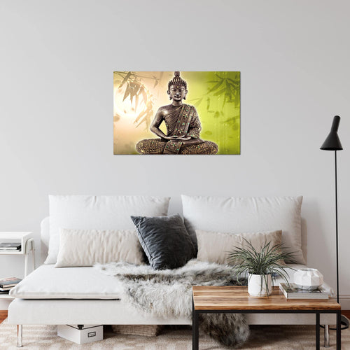 Runa Art Bild Buddha Modern Wandbilder Wohnzimmer Schlafzimmer 1 Teilig - Made In Germany - Feng Shui Beige Flur 500315c