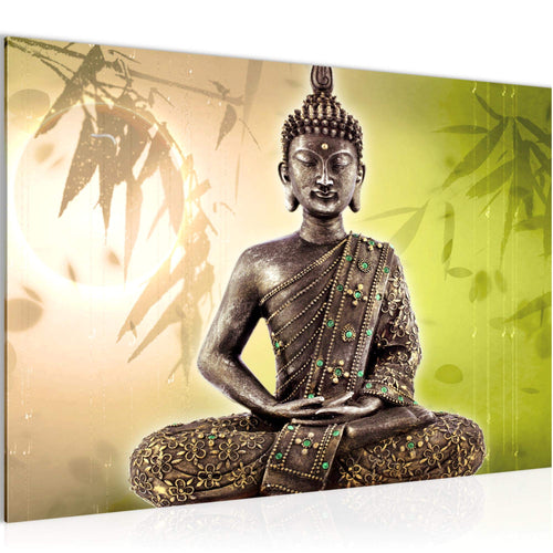 Runa Art Bild Buddha Modern Wandbilder Wohnzimmer Schlafzimmer 1 Teilig - Made In Germany - Feng Shui Beige Flur 500315c