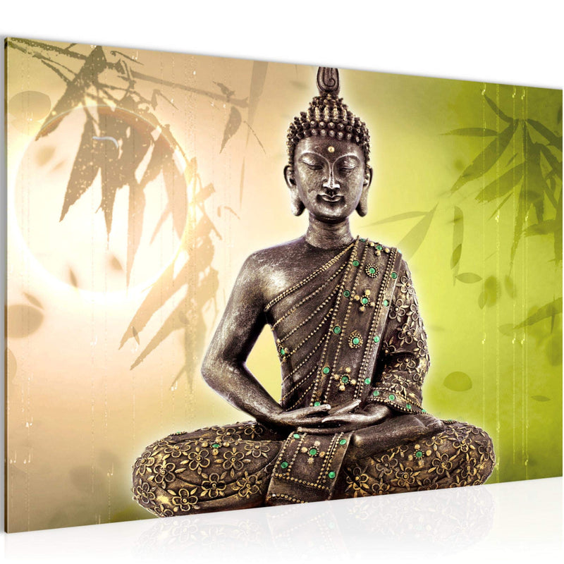 Runa Art Bild Buddha Modern Wandbilder Wohnzimmer Schlafzimmer 1 Teilig - Made In Germany - Feng Shui Beige Flur 500315c