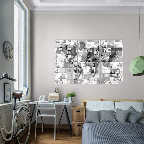 Runa Art Bild Weltkarte Banksy Collage Modern Wandbilder Wohnzimmer Büro 1 Teilig - Made In Germany - Pop Art Bunt Flur 104515a
