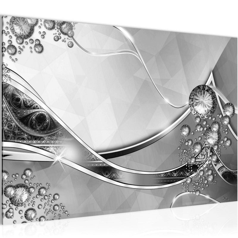 Runa Art Bild Abstrakt Modern Wandbilder Wohnzimmer 1 Teilig - Made In Germany - Schwarz Weiss Grau Flur 109115c