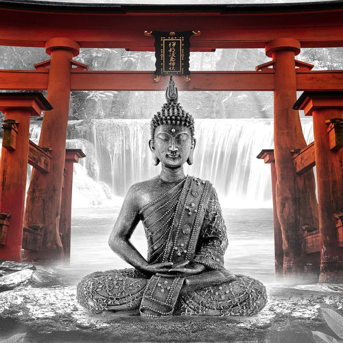 Runa Art Wandbilder Feng Shui Buddha 5 Teilig Bild auf Vlies Leinwand Deko Wohnzimmer Schlafzimmer Wellness Zen Braun 036452b