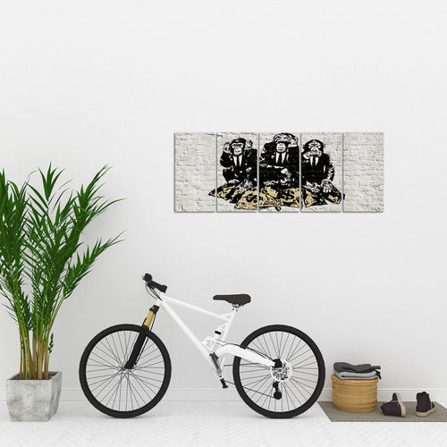 Runa Art Bild Street Art Affen Wandbilder auf Vlies Leinwand 5 Teilig Wanddekoration Loft Wohnzimmer 303456a