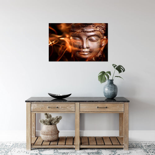 Runa Art Bild Buddha Feng Shui Modern Wandbilder Wohnzimmer Schlafzimmer 1 Teilig - Made In Germany - Relax Braun Rot Flur 502415a