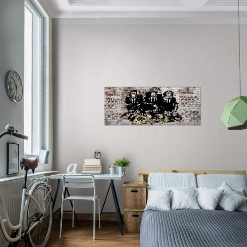 Runa Art Wandbild Street Art Affen 1 Teilig 100 x 40 cm Modern Bild auf Vlies Leinwand Duke of Lancaster UK Loft Wohnzimmer Braun 303412c