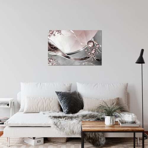 Runa Art Bild Abstrakt Modern Wandbilder Wohnzimmer 1 Teilig - Made In Germany - Diamant Grau Rosa Flur 109115a