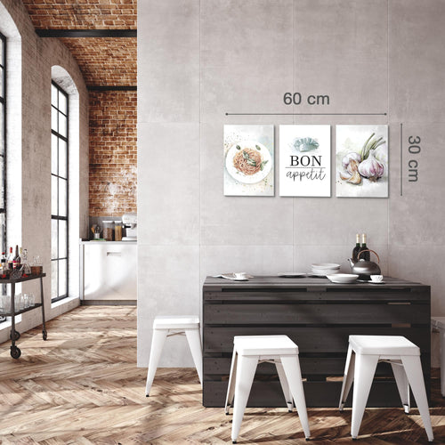 Novart Quadros Cucina Caffè - Completamente Pronto Da Appendere - Soggiorno Camera da letto Decorazione Elegante - Set 3 Pezzi Marrone Bianco - N039930a