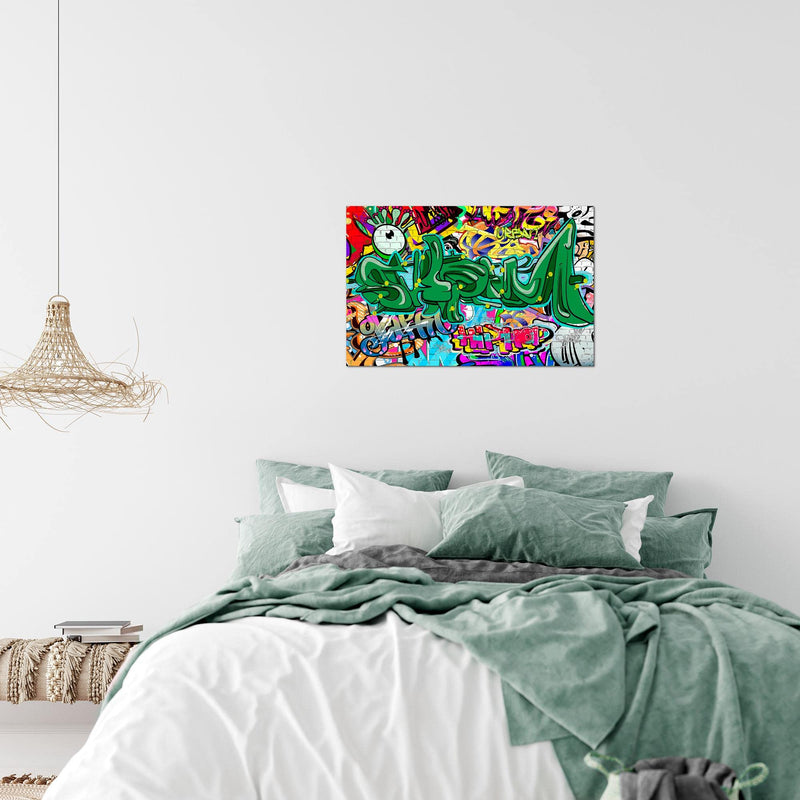 Runa Art Bild Graffiti Modern Wandbilder Loft Wohnzimmer 1 Teilig - Made In Germany - Street Art Bunt Flur 402015a