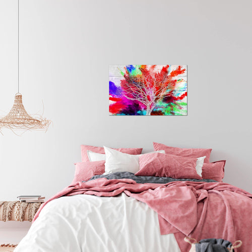 Runa Art Bild Abstrakt Baum Modern Wandbilder Wohnzimmer Schlafzimmer 1 Teilig - Made In Germany - Bunt Rot Lila Flur 108915c