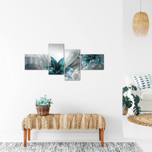 Runa Art Bild Modern Blumen Lilien - Made in Germany - Wandbilder Abstrakt Grau Rot 4 Teilig 036842a