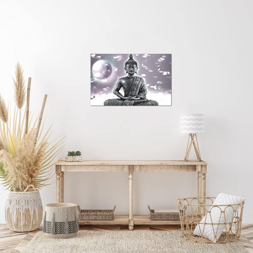 Runa Art Bild Buddha Feng Shui Modern Wandbilder Wohnzimmer Schlafzimmer 1 Teilig - Made In Germany - Zen Grau Rosa Flur 501015c