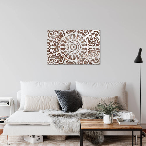 Runa Art Bild Mandala Abstrakt Modern Wandbilder Wohnzimmer Schlafzimmer 1 Teilig - Made In Germany - Orientalisch Beige Weiss Flur 109615a