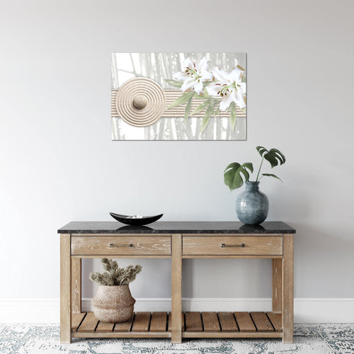 Runa Art Bild Feng Shui Lilie Modern Wandbilder Wohnzimmer Schlafzimmer 1 Teilig - Made In Germany - Relax Grau Beige Flur 501115c