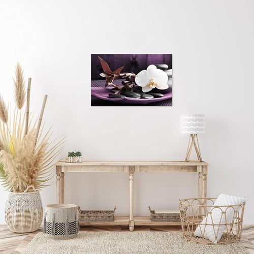 Runa Art Bild Feng Shui Orchidee Modern Wandbilder Wohnzimmer Schlafzimmer 1 Teilig - Made In Germany - Relax Lila Violett Flur 502315b