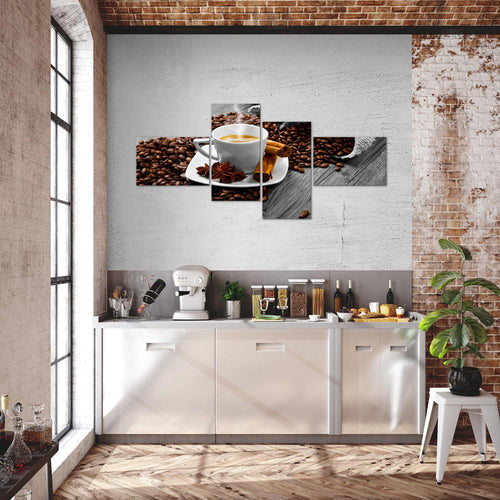 Runa Art Wandbilder Set XXL Küche KaffeeEsszimmer Küchenbilder Braun 4 Teilig - Made in Germany - 501845b