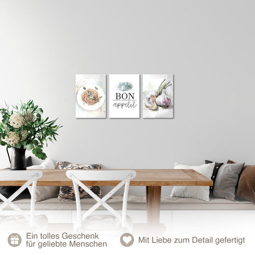 Novart Quadros Cucina Caffè - Completamente Pronto Da Appendere - Soggiorno Camera da letto Decorazione Elegante - Set 3 Pezzi Marrone Bianco - N039930a