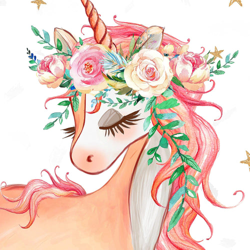 Novart Wandbilder Set Einhorn  Rosa  - KEIN EXTRA RAHMEN BENÖTIGT -  Modern Deko  - Kinderzimmer Mädchen N016763a