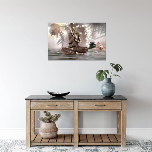 Runa Art Bild Buddha Feng Shui Modern Wandbilder Wohnzimmer Schlafzimmer 1 Teilig - Made In Germany - Spa Zen Beige Flur 503415a