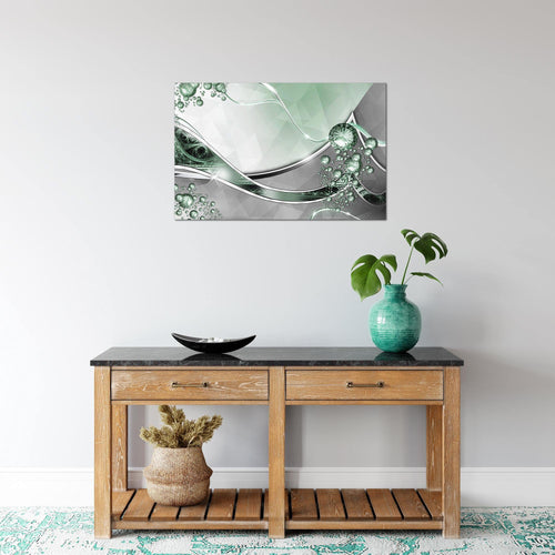 Runa Art Bild Abstrakt Modern Wandbilder Wohnzimmer 1 Teilig - Made In Germany - Diamant Silber Grün Flur 109115b