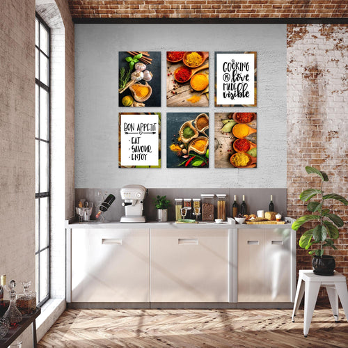 Novart Wandbilder - KEIN EXTRA RAHMEN BENÖTIGT - Esszimmer Küchenbilder - Bilder Modern Küche - Gewürze - N000465a