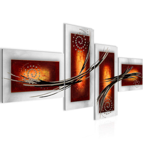Runa Art Wandbilder Set XXL Abstrakt Wohnzimmer Schlafzimmer Grau Braun Orange 4 Teilig - Made in Germany - 102745b