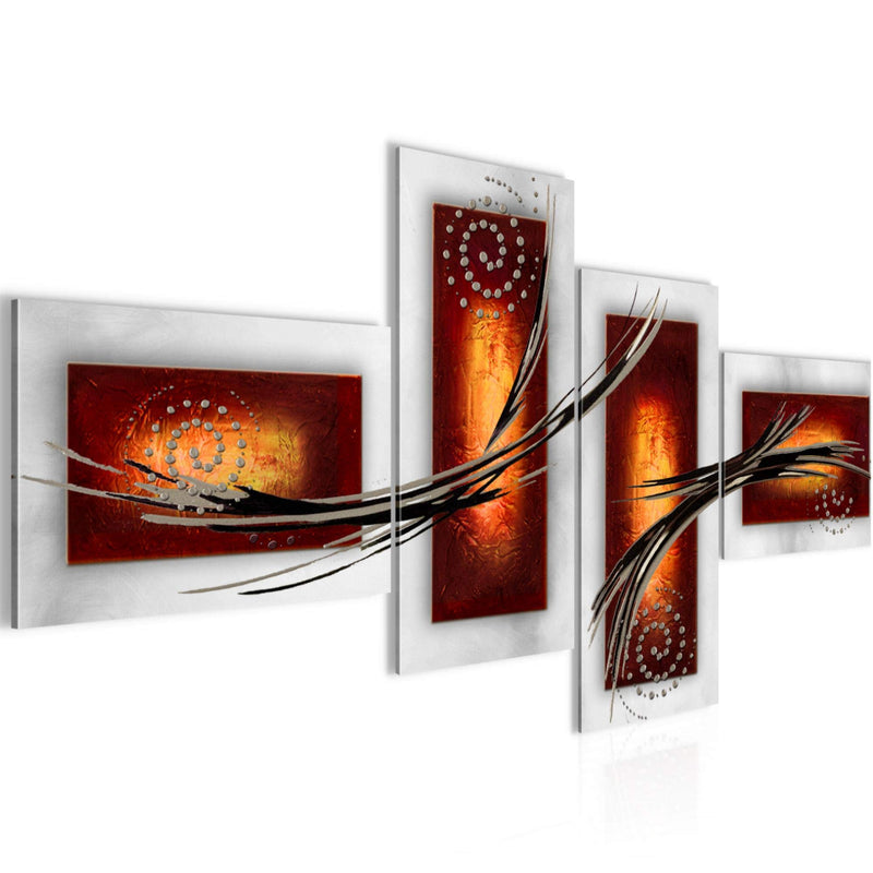 Runa Art Wandbilder Set XXL Abstrakt Wohnzimmer Schlafzimmer Grau Braun Orange 4 Teilig - Made in Germany - 102745b