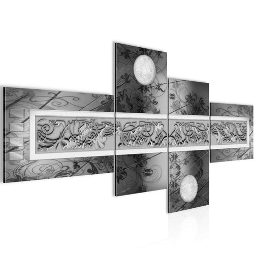 Runa Art Wandbilder Set XXL Abstrakt Wohnzimmer Schlafzimmer Schwarz Weiss Grau 4 Teilig - Made in Germany - 102345b