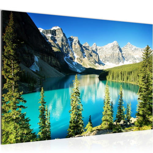 Runa Art Bild Wald See Modern Wandbilder Wohnzimmer Schlafzimmer 1 Teilig - Made In Germany - Natur Grün Blau Flur 049715a
