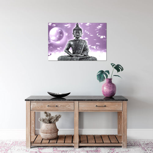 Runa Art Bild Buddha Feng Shui Modern Wandbilder Wohnzimmer Schlafzimmer 1 Teilig - Made In Germany - Relax Violett Lila Flur 501015a