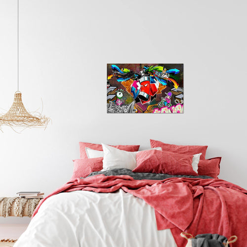 Runa Art Bild Graffiti Modern Wandbilder Loft Wohnzimmer 1 Teilig - Made In Germany - Street Art Bunt Flur 401815a