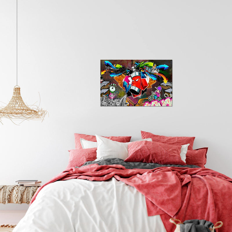 Runa Art Bild Graffiti Modern Wandbilder Loft Wohnzimmer 1 Teilig - Made In Germany - Street Art Bunt Flur 401815a