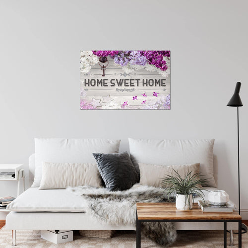 Runa Art Bild Home Sweet Home Modern Wandbilder Schlafzimmer Wohnzimmer 1 Teilig - Made In Germany - Flieder Violett Lila Flur 503715a
