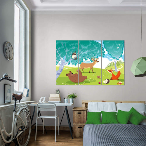 Runa Art Wandbilder Tiere Dschungel Bild XXL Spielzimmer Baby Bunt Kinderzimmer 120 x 80 cm 3 Teilig 001831b