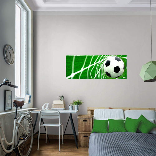 Runa Art Wandbild Fussball 1 Teilig 100 x 40 cm Modern Bild auf Vlies Leinwand Sport Wohnzimmer Schlafzimmer Grün 611412a
