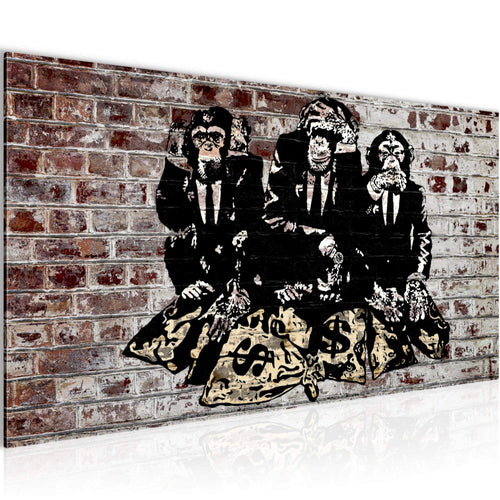 Runa Art Wandbild Street Art Affen 1 Teilig 100 x 40 cm Modern Bild auf Vlies Leinwand Duke of Lancaster UK Loft Wohnzimmer Braun 303412c