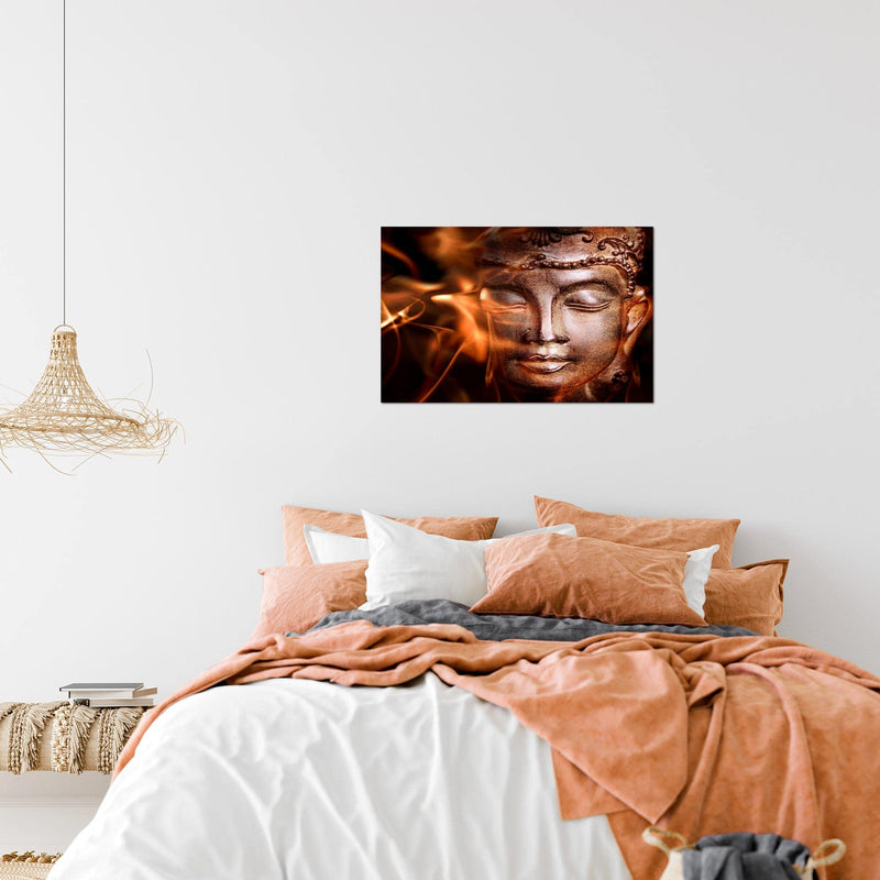 Runa Art Bild Buddha Feng Shui Modern Wandbilder Wohnzimmer Schlafzimmer 1 Teilig - Made In Germany - Relax Braun Rot Flur 502415a