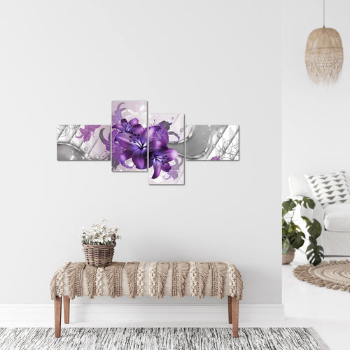 Runa Art Bild Modern Blumen Lilien - Made in Germany - Wandbilder Abstrakt Rot Weiß 4 Teilig 016542b