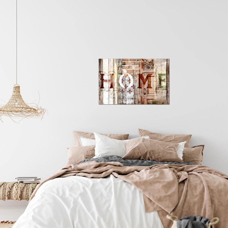 Runa Art Bild Home Modern Wandbilder Schlafzimmer Wohnzimmer 1 Teilig - Made In Germany - Holzoptik Beige Braun Flur 502815b