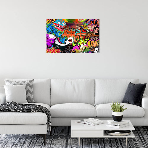 Runa Art Bild Graffiti Modern Wandbilder Loft Wohnzimmer 1 Teilig - Made In Germany - Street Art Bunt Flur 402115a
