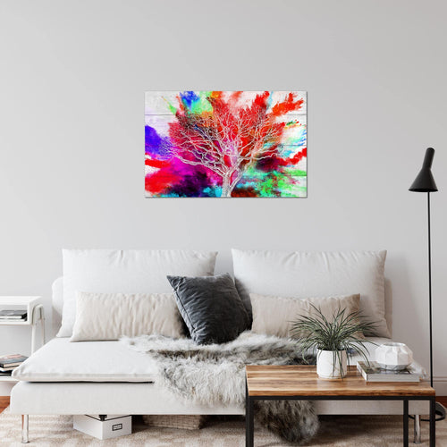 Runa Art Bild Abstrakt Baum Modern Wandbilder Wohnzimmer Schlafzimmer 1 Teilig - Made In Germany - Bunt Rot Lila Flur 108915c