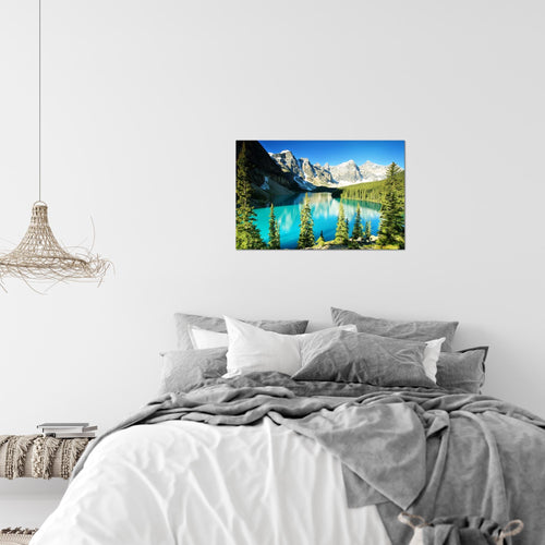 Runa Art Bild Wald See Modern Wandbilder Wohnzimmer Schlafzimmer 1 Teilig - Made In Germany - Natur Grün Blau Flur 049715a