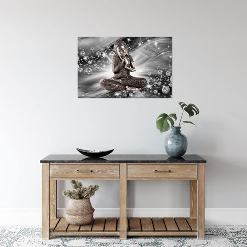 Runa Art Bild Buddha Feng Shui Modern Wandbilder Wohnzimmer Schlafzimmer 1 Teilig - Made In Germany - Zen Schwarz Weiss Flur 505415c