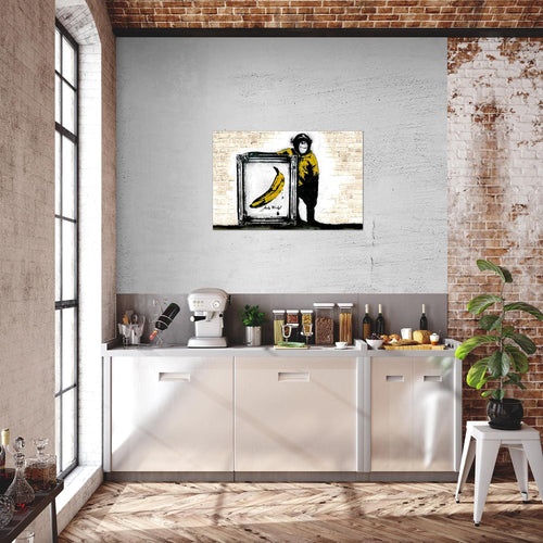 Runa Art Bild Monkey with Banana Modern Wandbilder Loft Wohnzimmer 1 Teilig - Made In Germany - Street Art Biege Flur 302215c