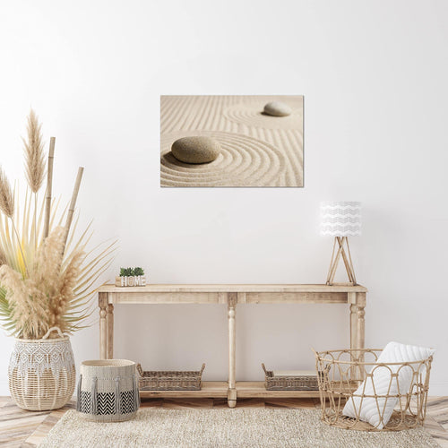 Runa Art Bild Feng Shui Steine Modern Wandbilder Wohnzimmer Schlafzimmer 1 Teilig - Made In Germany - Zen Spa Beige Flur 500915a