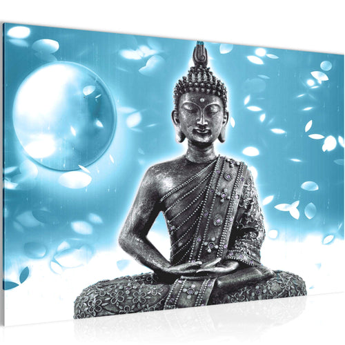 Runa Art Bild Buddha Feng Shui Modern Wandbilder Wohnzimmer Schlafzimmer 1 Teilig - Made In Germany - Wellness Spa Türkis Flur 501015b